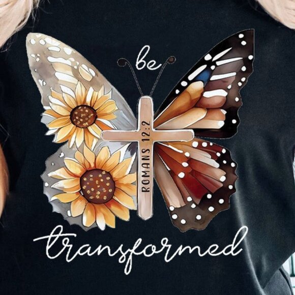 Be Transformed Butterfly Christian T-Shirt - Picture 3 of 3